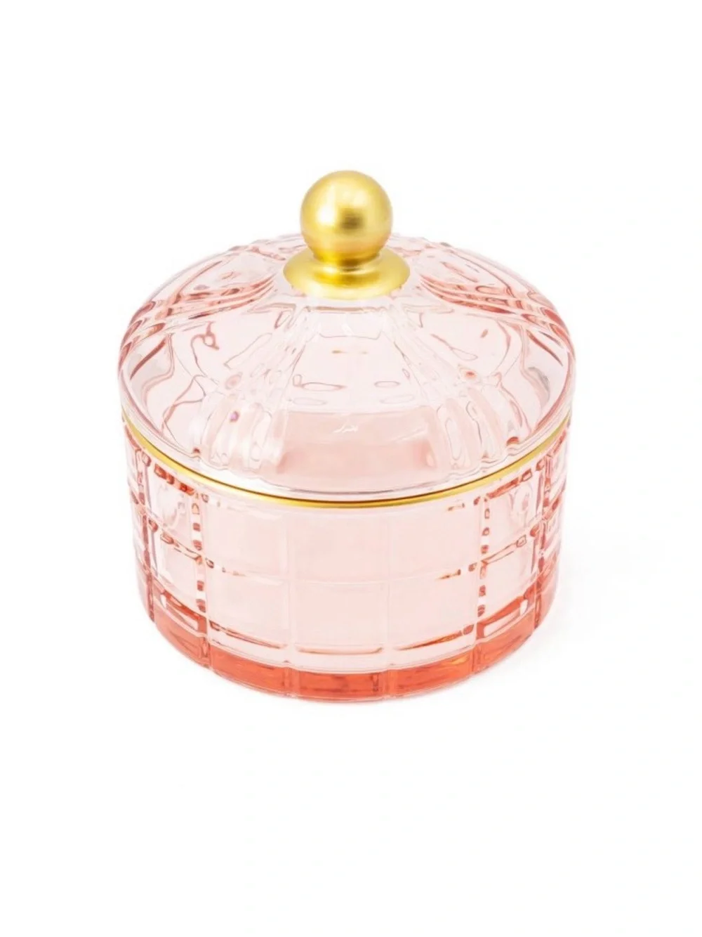 Target Pink & Gold Glass Trinket Box Vanity Bathroom Kitchen Candy Dish Storage
